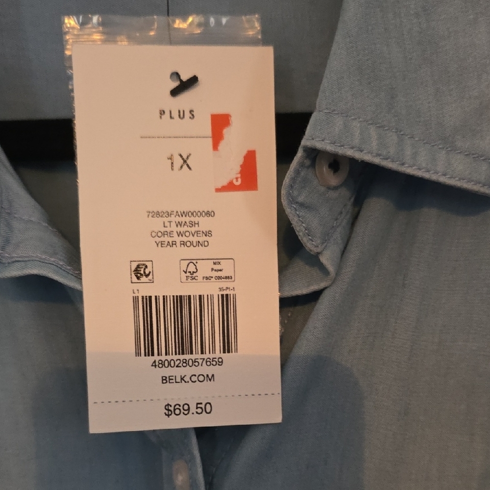 Crown & Ivy Casual Light Blue Button Down Long Sleeve Shirt Sz 1X NWT - Picture 3 of 8